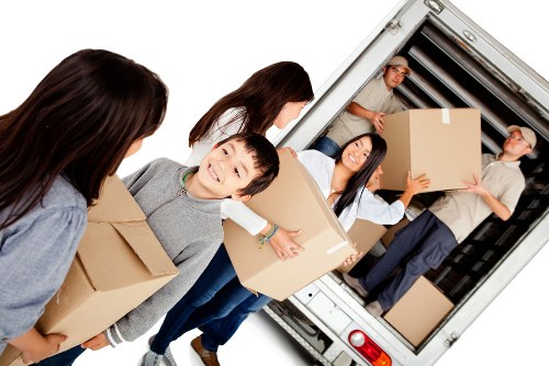 Packed household furniture ready for storage in Southharrow