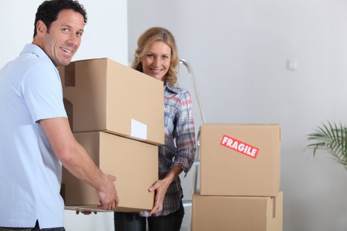 Organized moving boxes and furniture for a Southharrow relocation